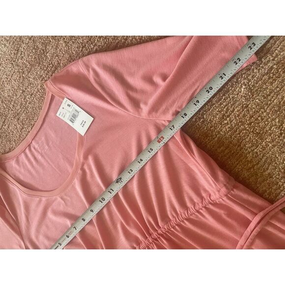 Motherhood Maternity Pink Tunic Top S Scoop Neck Half Sleeve Sheer Hem New - Picture 3 of 7